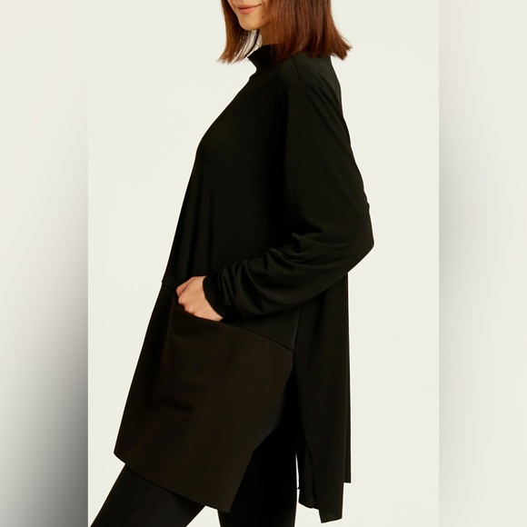 PLANET BY LAUREN G Matte Jersey Smock Tunic in Black - Picture 3 of 9
